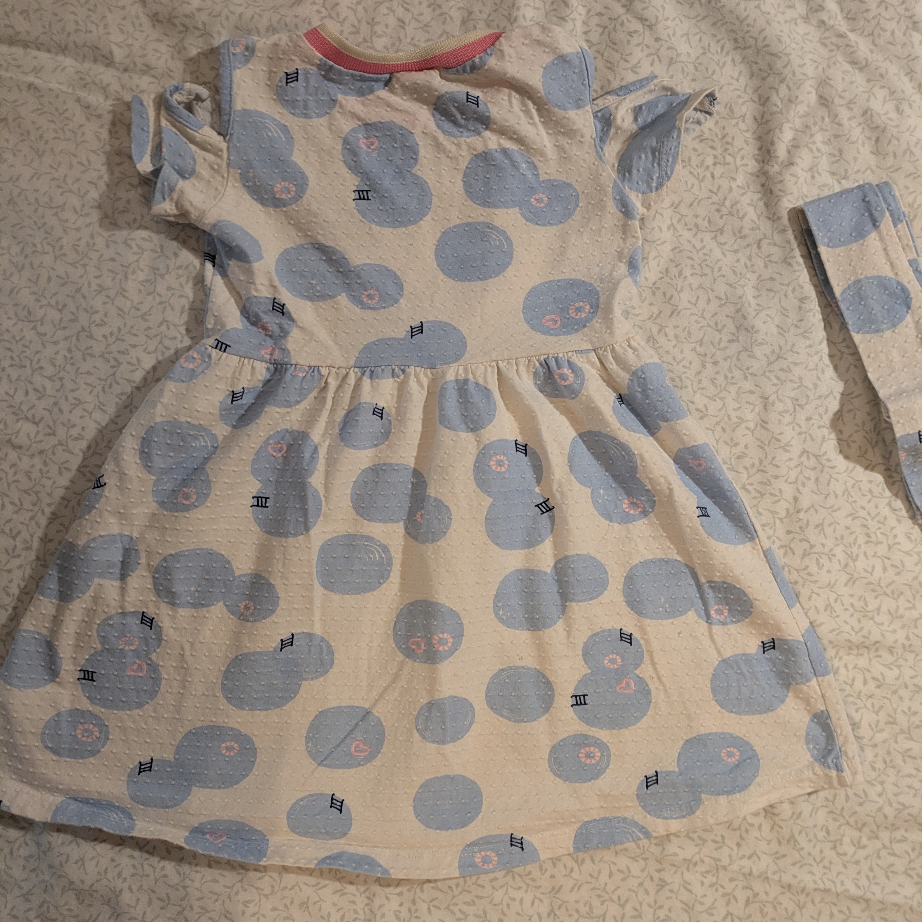 Adorable Polka Dot Kids Dress In Blue And Cream